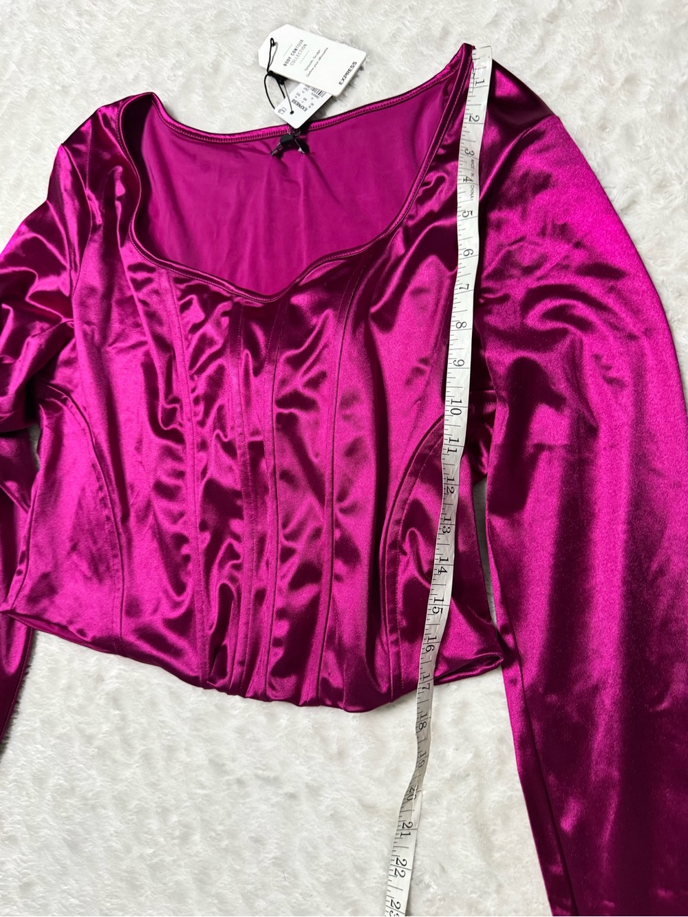 NWT- EXPRESS Body Contour Satin Long Sleeve Corset top - Picture 13 of 13